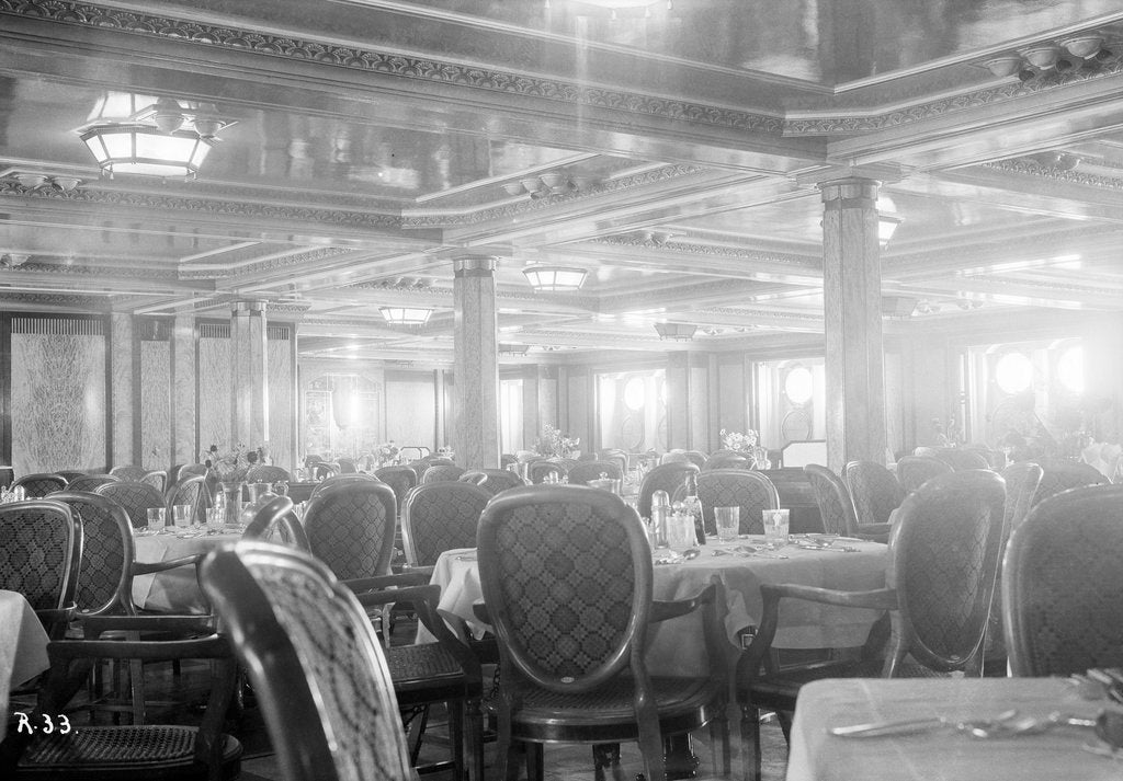 Detail of First-class dining salon aboard the 'Viceroy of India' by Marine Photo Service