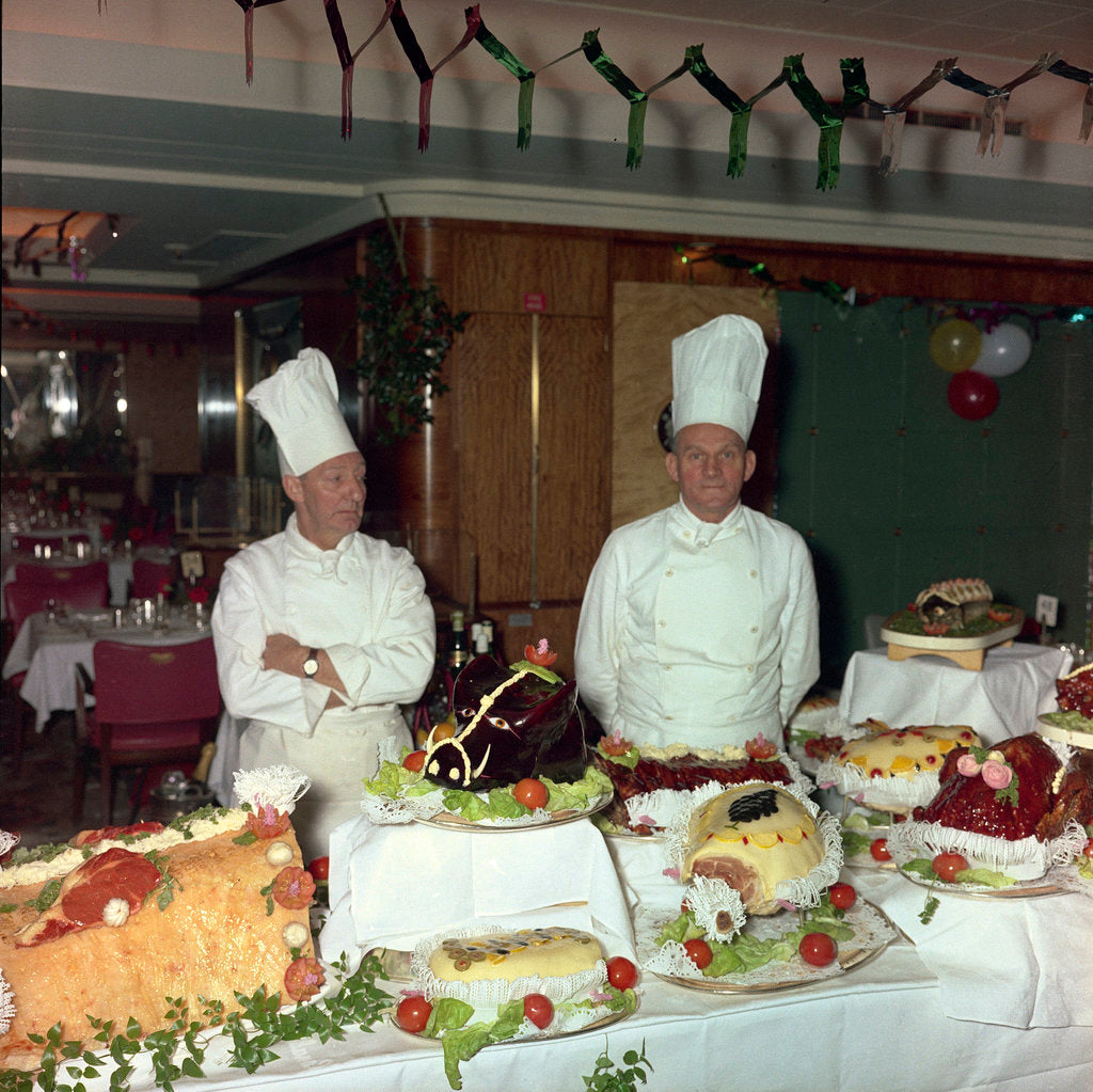 Detail of Christmas buffet aboard the 'Empress of England' by Marine Photo Service