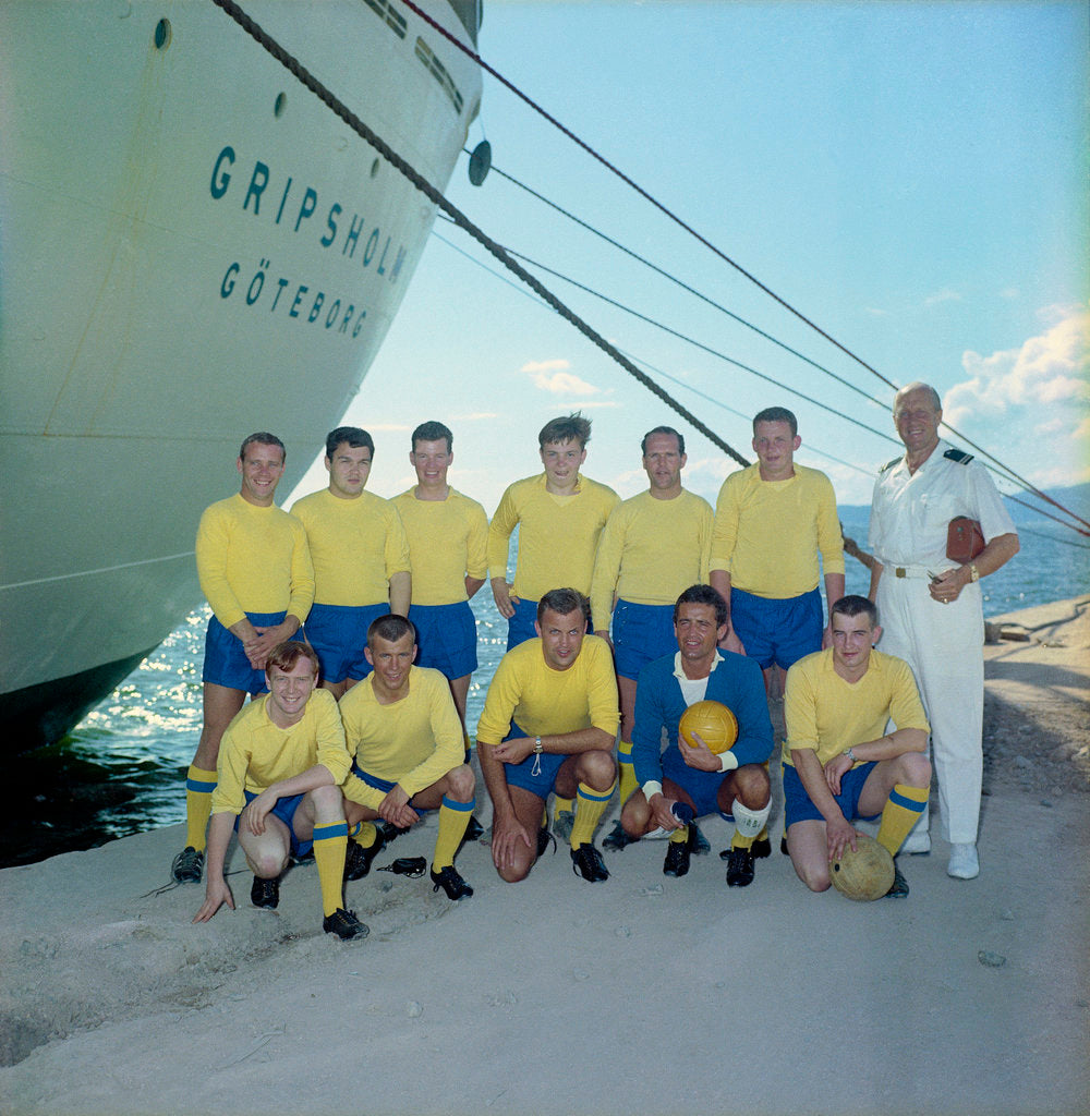 Detail of The 'Gripsholm's' crew football team by Marine Photo Service