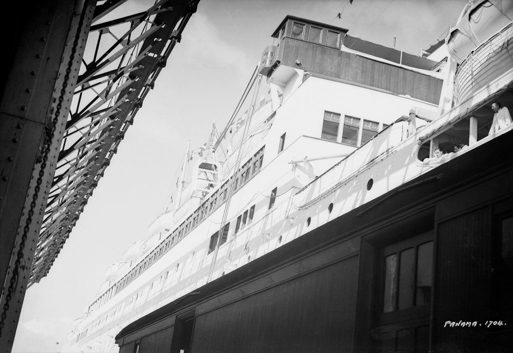 Detail of Crew aboard the 'Kungsholm' transiting the Panama Canal by Marine Photo Service