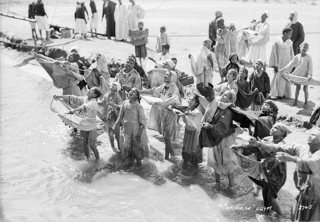 Detail of Children begging at Port Said, Egypt by Marine Photo Service