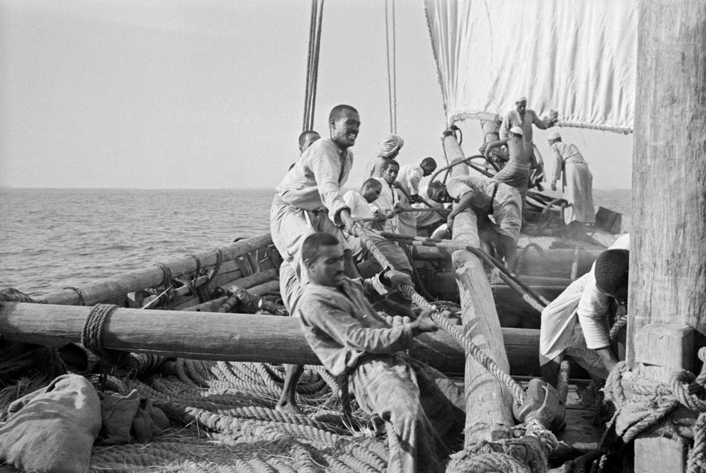 Detail of The 'Triumph of Righteousness' full of mangrove poles by Alan Villiers