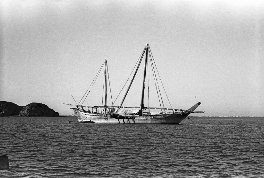 Detail of The 'Triumph of Righteousness' at anchor by Alan Villiers