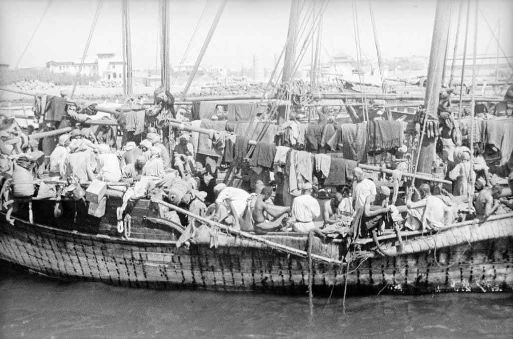 Detail of An overcrowded boom from Batina by Alan Villiers