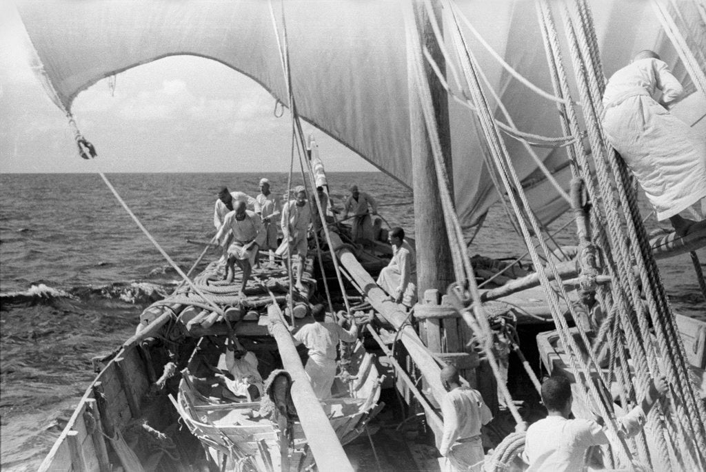 Detail of The 'Triumph of Righteousness' sailing for Kuwait by Alan Villiers
