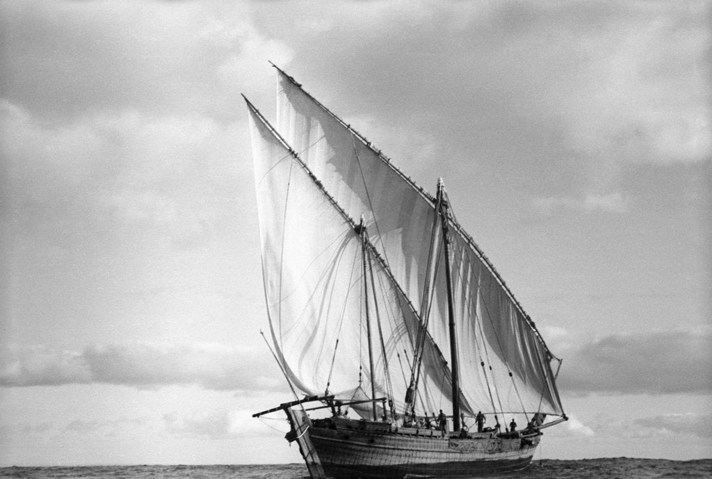 Detail of The 'Triumph of Righteousness' sailing high out of the water by Alan Villiers