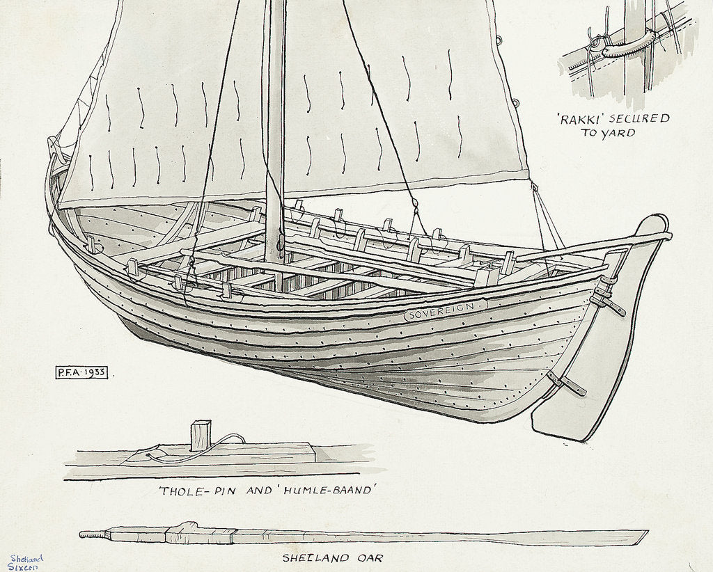 Detail of Shetland Sixern Sovereign by Peter F. Anson