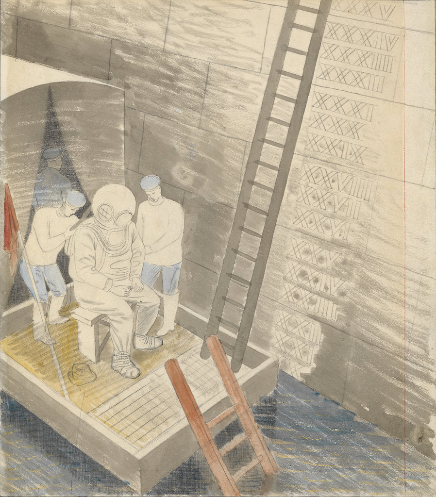Detail of The Submarine Series: The diver by Eric Ravilious