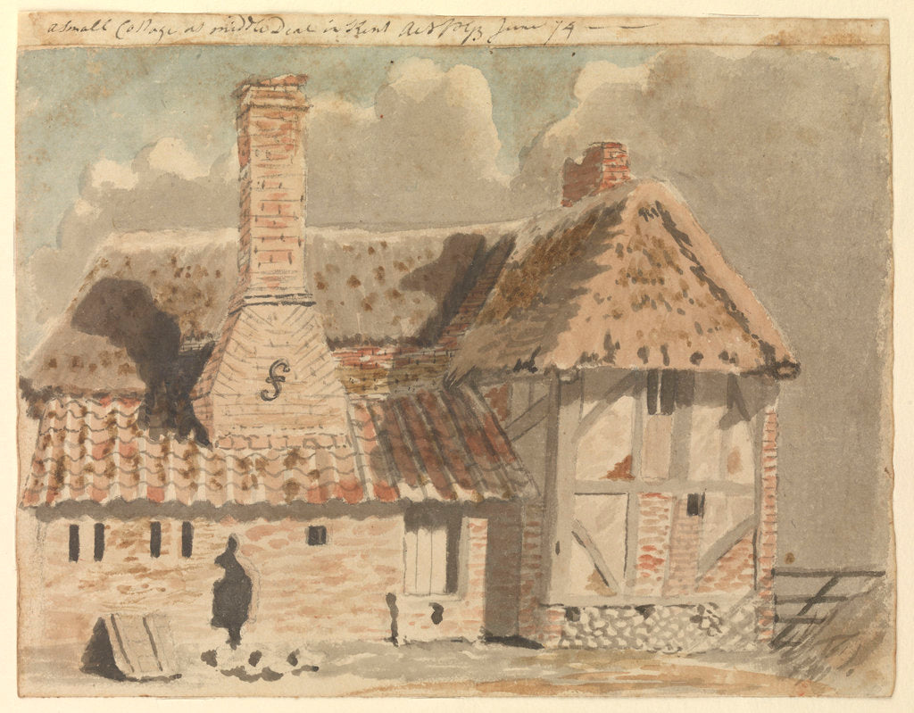 Detail of A small cottage at Middle Deal in Kent by Gabriel Bray