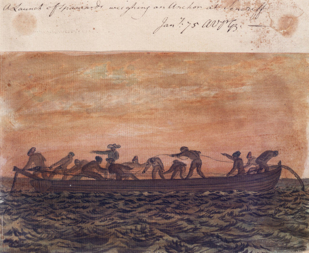 Detail of A Launch of Spaniards weighing an Anchor at Tenerife by Gabriel Bray