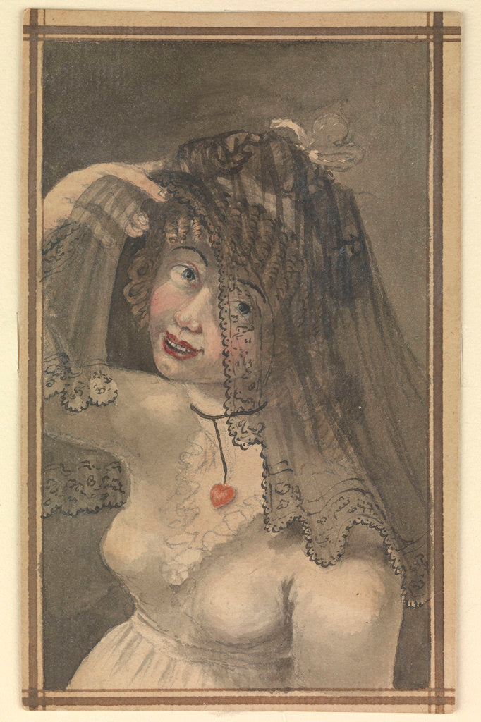 Detail of Half-length view of a girl in a white dress and black veil by Gabriel Bray