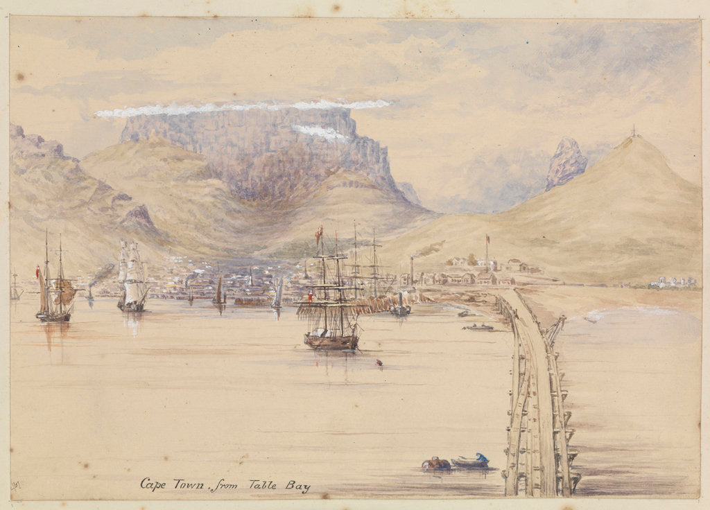 Detail of Cape Town from Table Bay by James Henry Butt