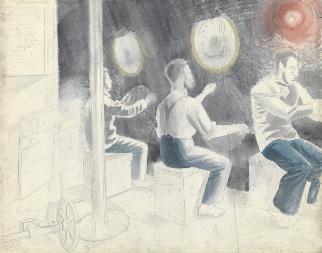 Detail of Submarine Series: Diving Controls whilst Submerged by Eric Ravilious