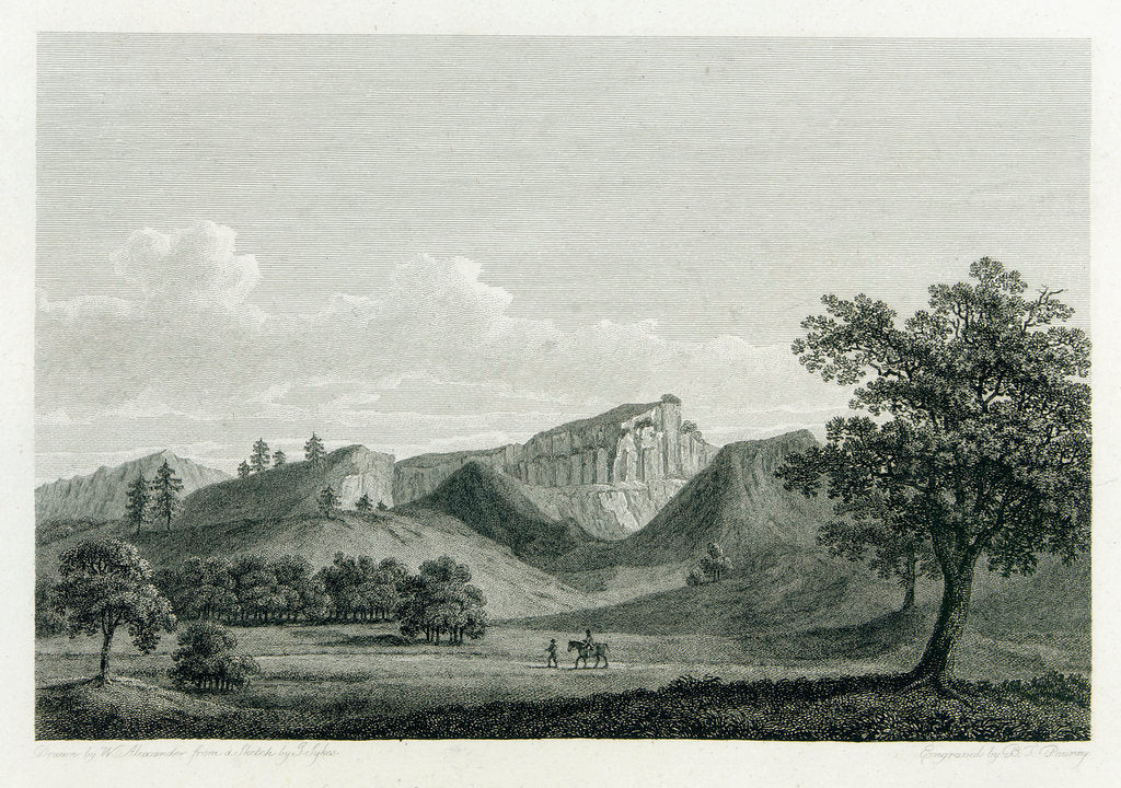 Detail of Country scene with mountain range and two figures by William Alexander