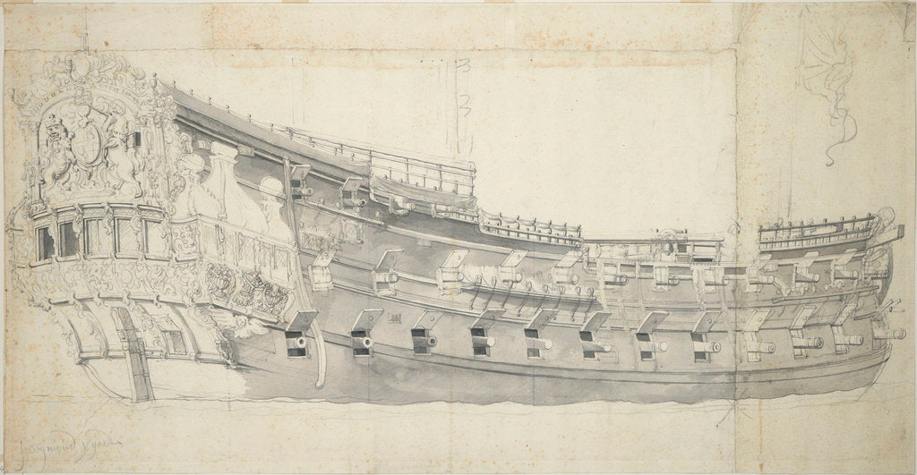 Detail of Portrait of the 'Plymouth' by Willem van de Velde the Elder