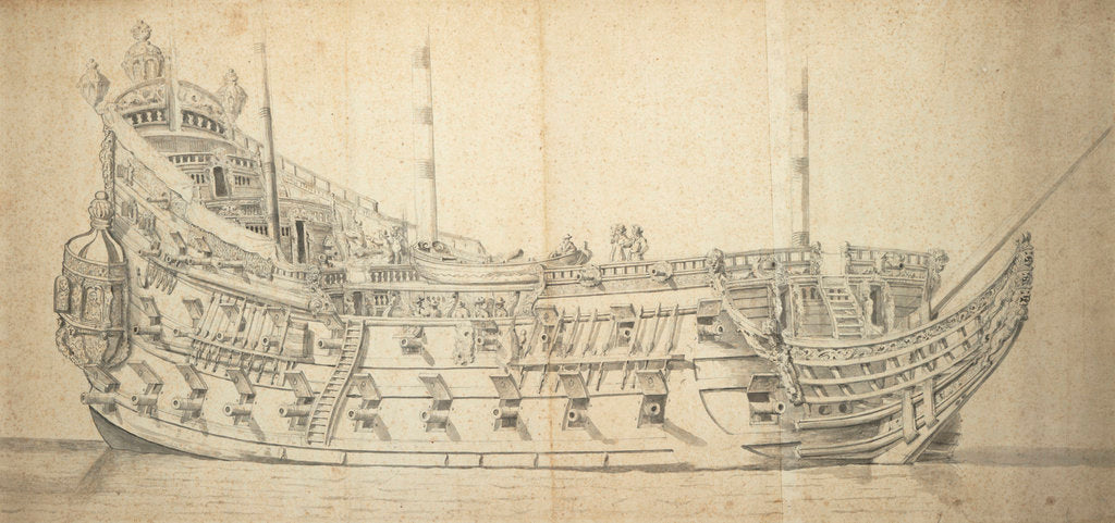 Detail of Portrait of the 'Tre Foldighed' by Willem van de Velde the Elder