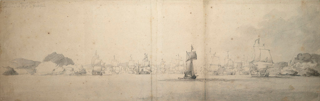 Detail of The Dutch Indiamen attempting to sail out of Hjelte fiord, 25 August [OS] /4 September 1665 by Willem van de Velde the Elder