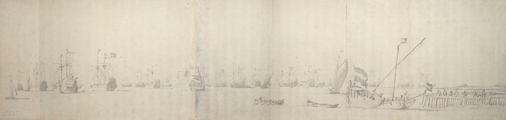Detail of The Dutch fleet lying near Hellevoetsluis, Autumn 1664 by Willem van de Velde the Elder