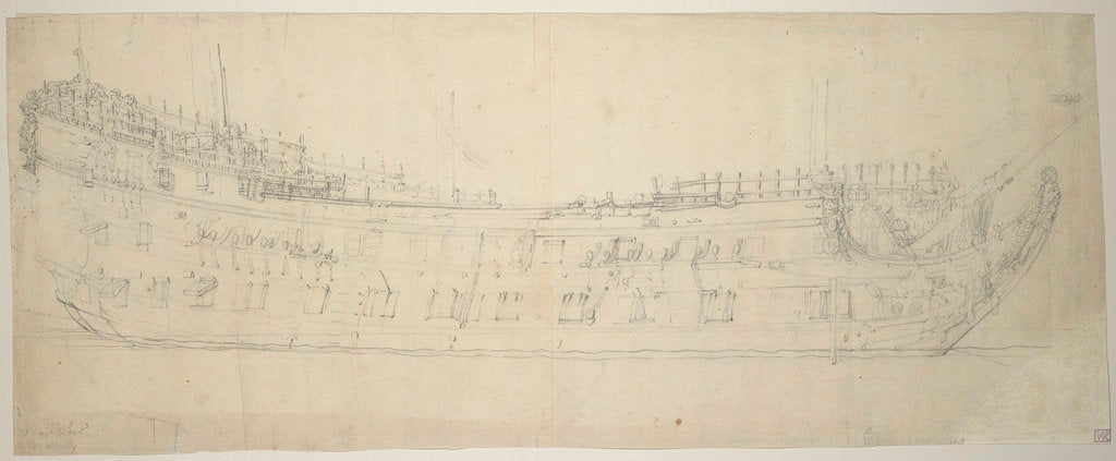 Detail of Portrait of the 'Swiftsure', 64 guns, built in 1621 and rebuilt in 1653 by Willem van de Velde the Elder