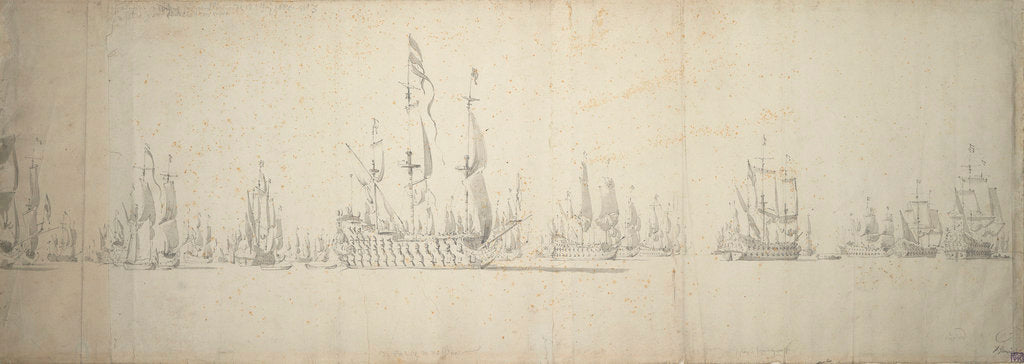 Detail of The day before the battle of Lowestoft, 2-12 June 1665 by Willem van de Velde the Elder