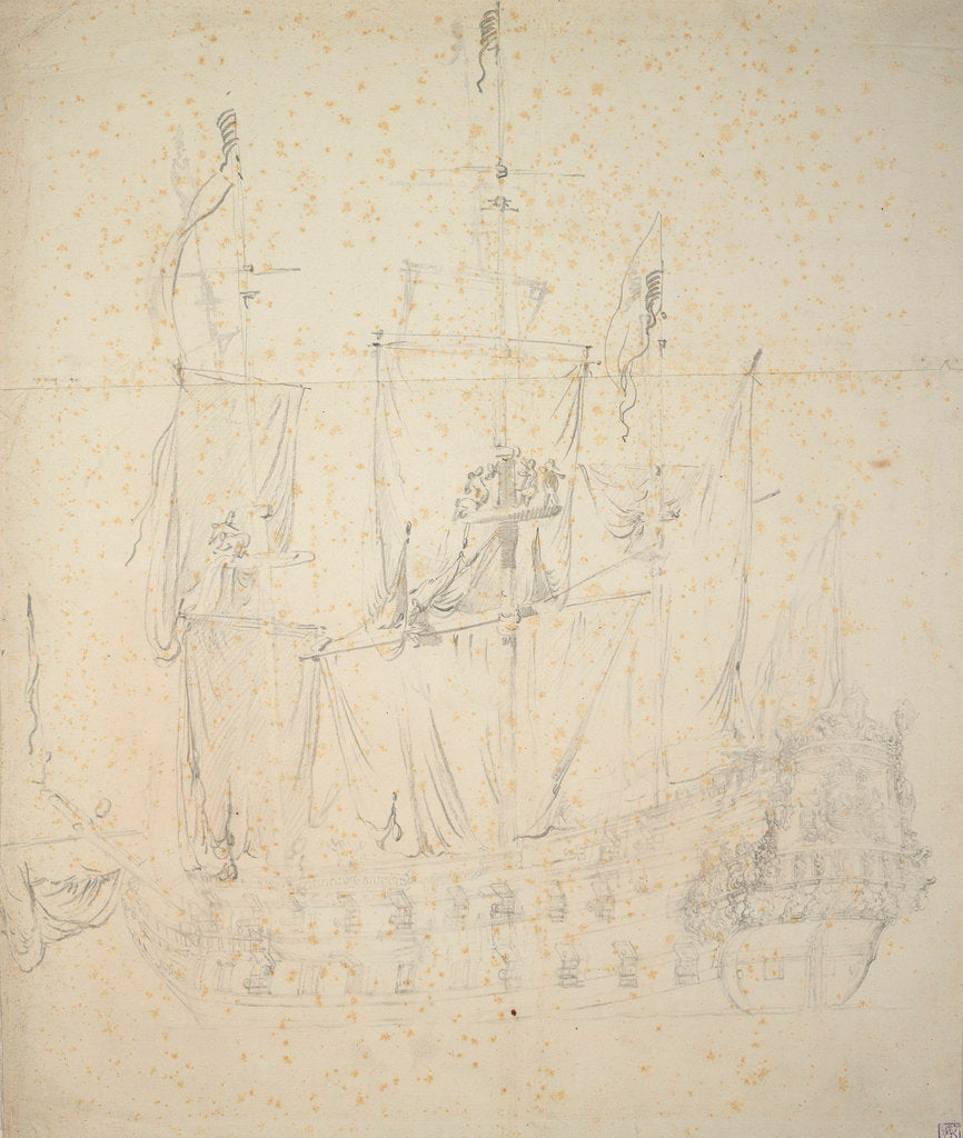 Detail of Portrait of the Utrecht? about 50 guns by Willem van de Velde the Elder