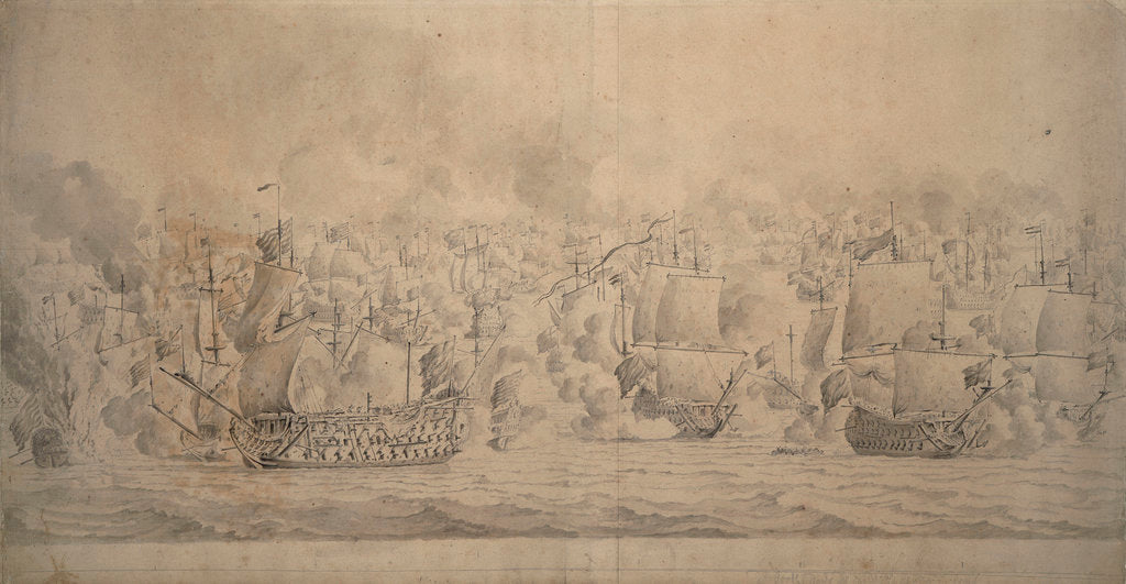 Detail of The Battle of the Texel (Kijkduin), 11-21 August 1673 by Willem van de Velde the Elder