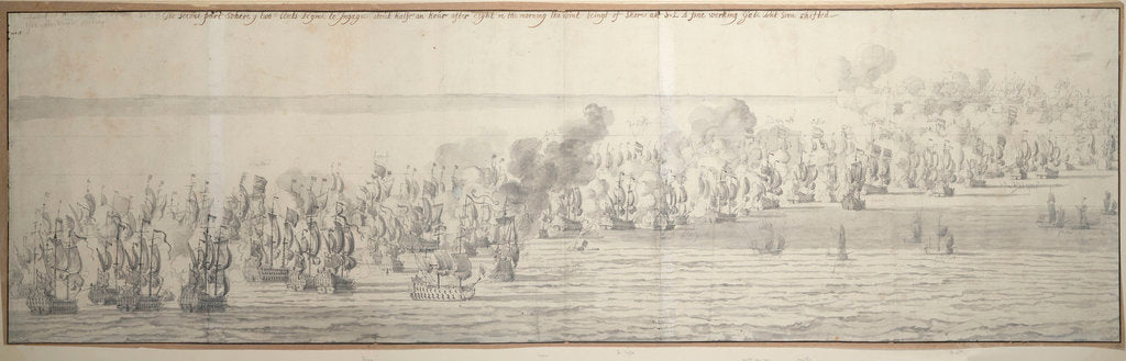 Detail of The Battle of the Texel (Kijkduin), 21 August 1673; second part by Willem van de Velde the Elder