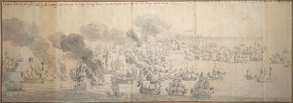 Detail of The Battle of the Texel (Kijkduin), 11/21 August 1673, seventh part by Willem van de Velde the Elder