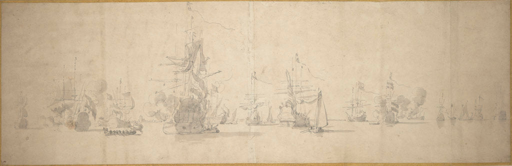 Detail of The Dutch fleet at anchor near the coast by Willem van de Velde the Elder