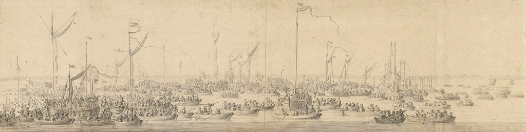 Detail of Fireworks on the Thames celebrating the coronation of James II 1685 by Willem van de Velde the Elder