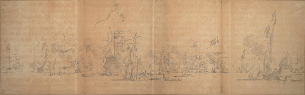 Detail of Visit of the Admiralty deputies to the Dutch fleet, October - November 1664 by Willem van de Velde the Elder