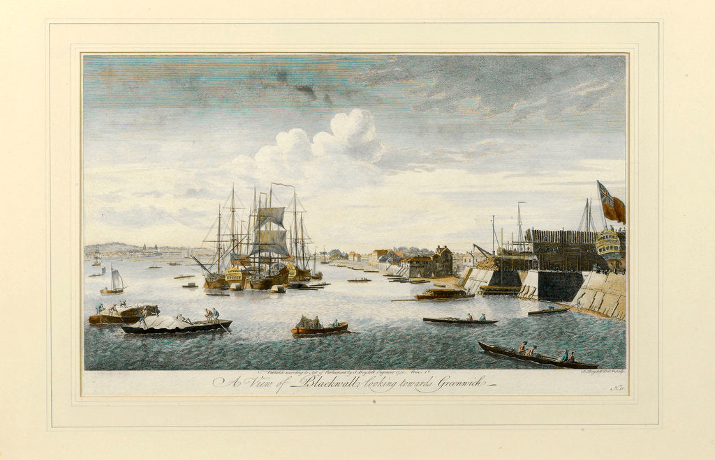 Detail of A view of the Blackwall looking towards Greenwich by John Boydell