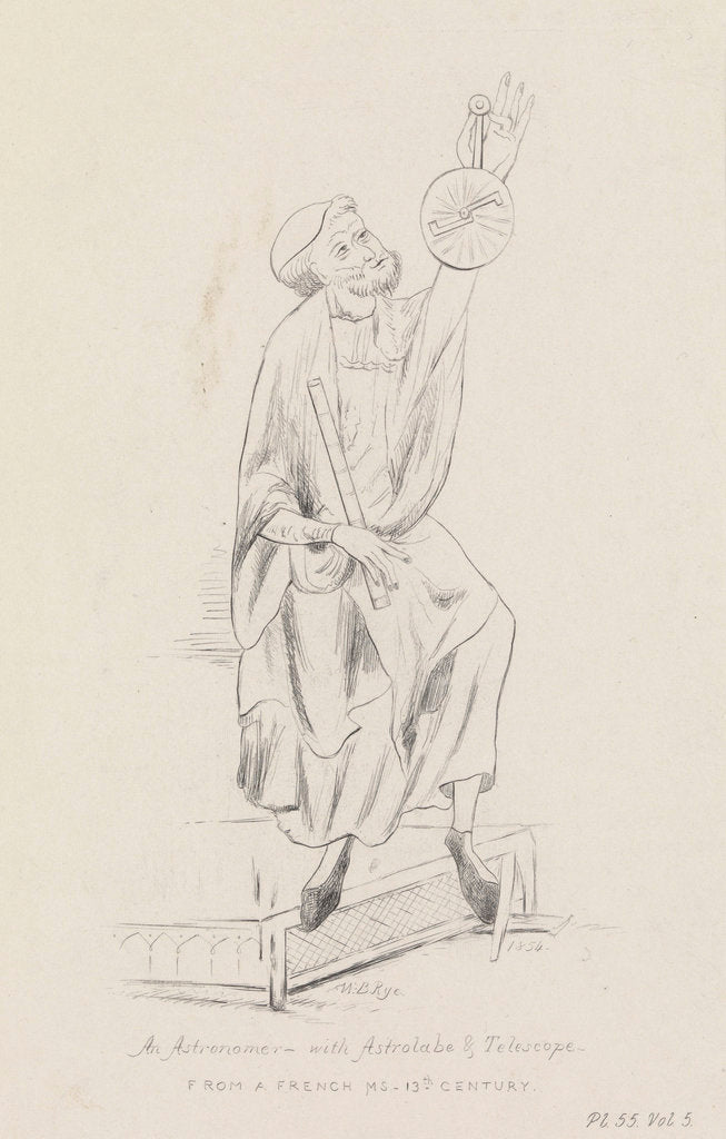 Detail of An astronomer with astrolabe and a telescope by W.B. Rye