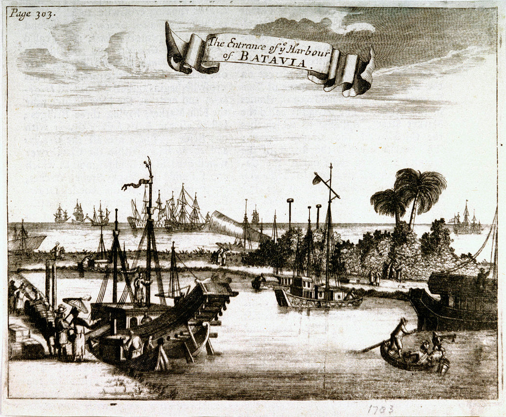 Detail of The Entrance of ye Harbour of Batavia' by unknown