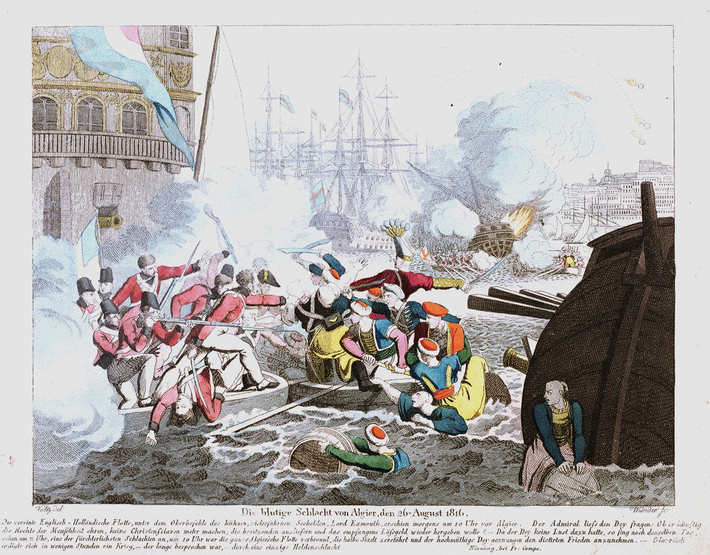Detail of Die blutige Schlacht von Algier, den 26 August 1816 by Johann Michael Voltz
