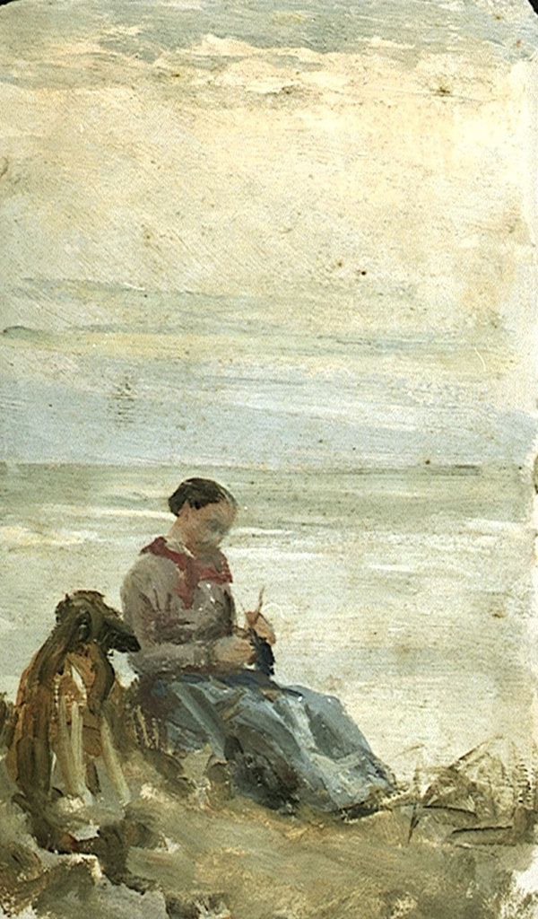Detail of A Woman Seated in Sand Dunes Overlooking the Sea by William Lionel Wyllie