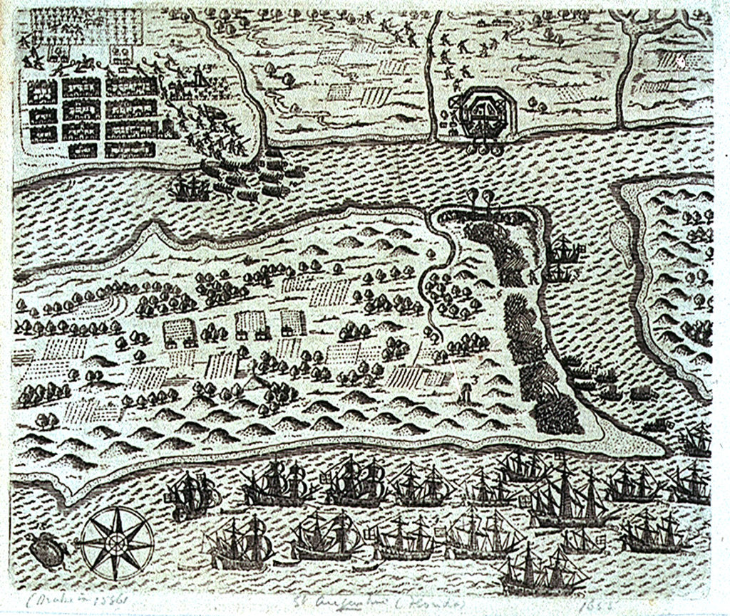 Detail of Francis Drake's attack on St Augustine, 1586 by unknown
