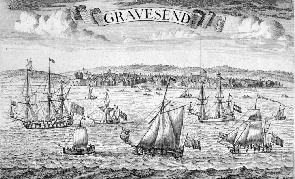 Detail of Shipping on the river Thames at Gravesend, Kent by Jan Kip