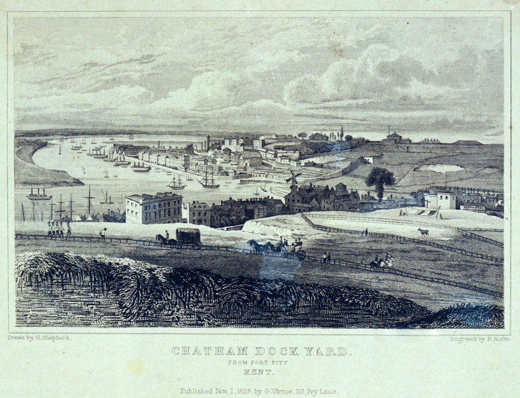 Detail of Chatham Dock Yard from Fort Pitt Kent by George Shepherd