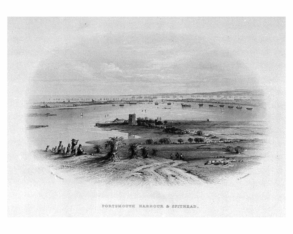Detail of Portsmouth harbour & Spithead by William Henry Bartlett