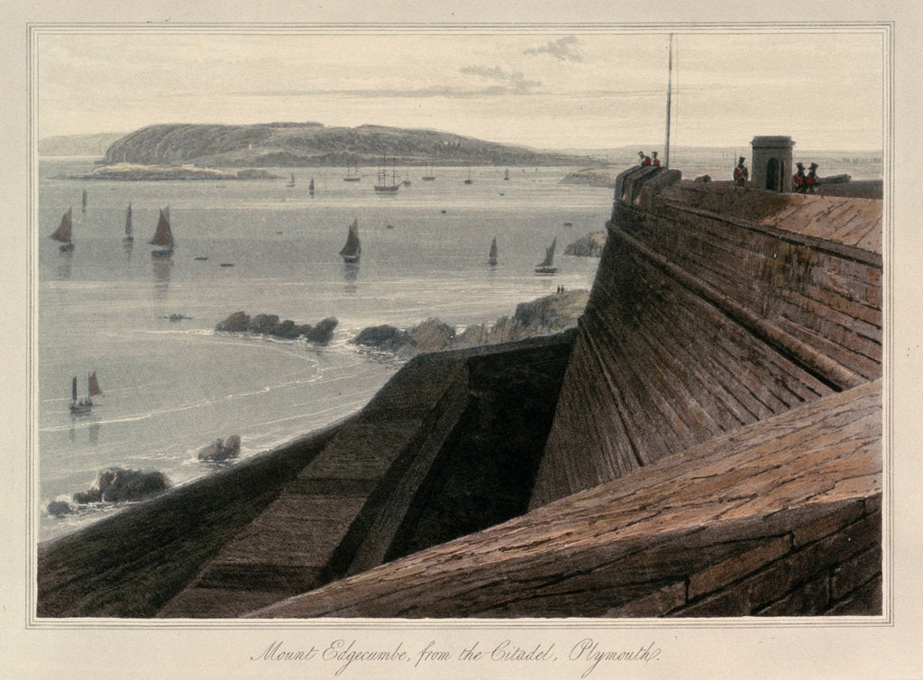 Detail of Mount Edgecumbe, from the Citadel, Plymouth by William Daniell