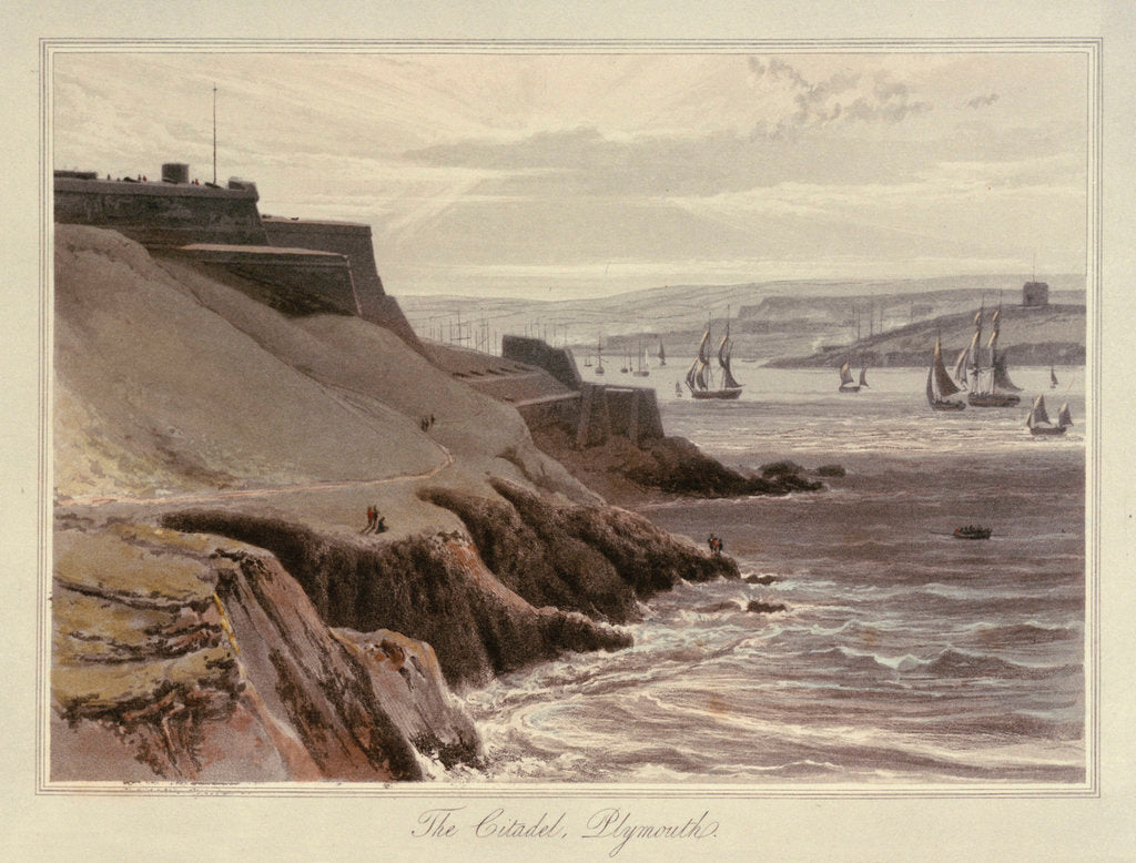 Detail of The citadel, Plymouth by William Daniell