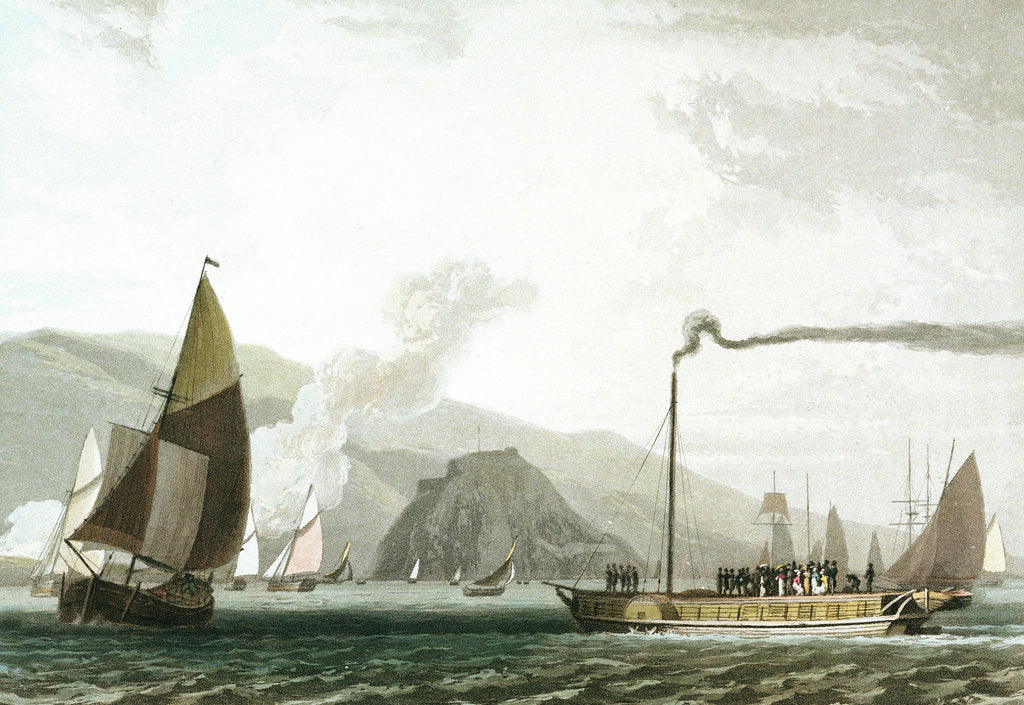 Detail of Steam boat on the Clyde near Dumbarton by William Daniell