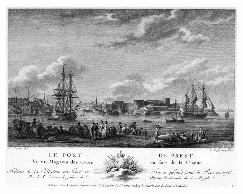 Detail of The harbour of Brest by Nicolas Marie Ozanne