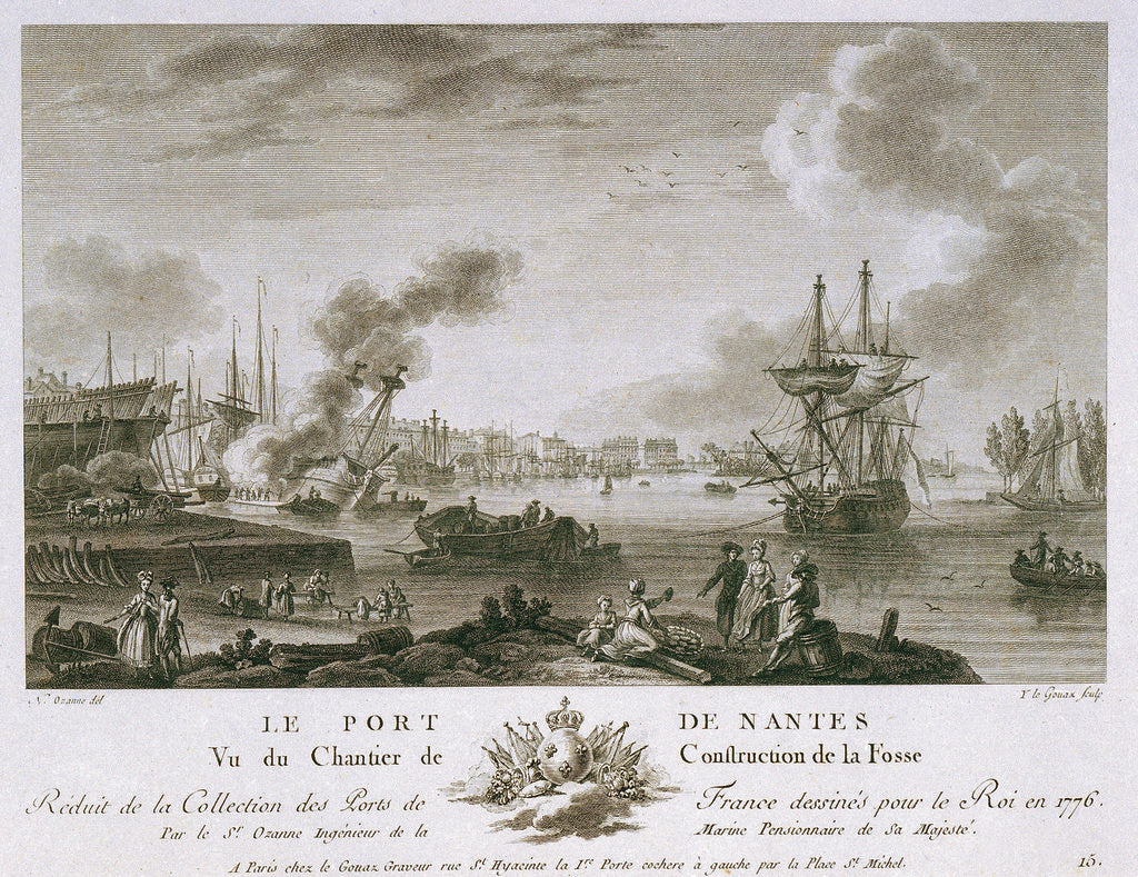 Detail of The harbour of Nantes by Nicolas Marie Ozanne