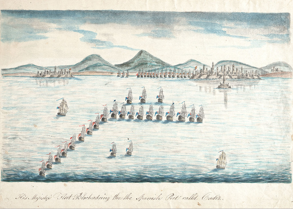 Detail of The English fleet blockading the Spanish port of Cadiz by unknown