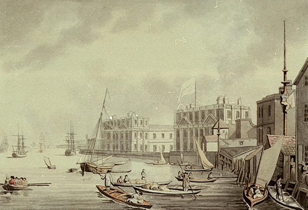Detail of Greenwich Hospital from the NW, and boating on the River Thames by Samuel Howitt