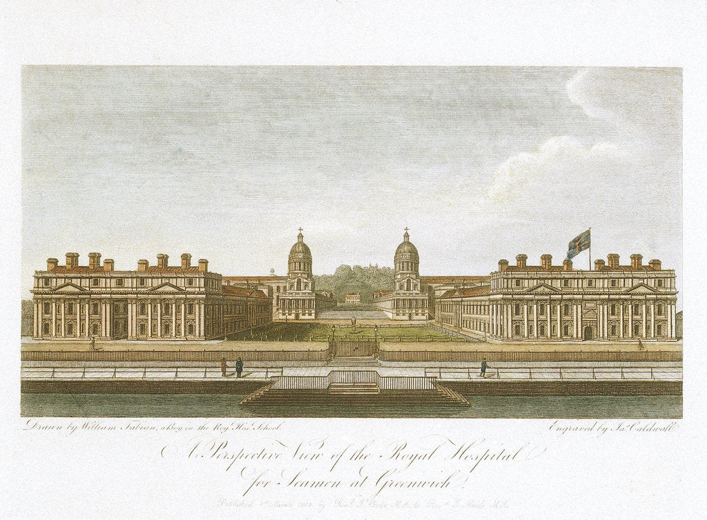 Detail of View of the Royal Hospital for Seamen at Greenwich by William Fabian