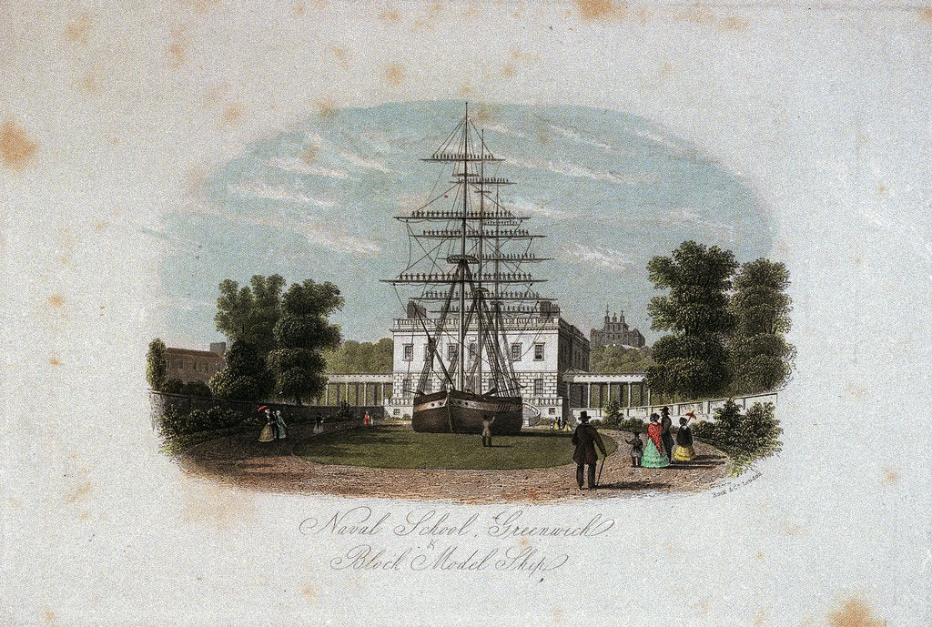 Detail of Naval School, Greenwich & Block Model Ship by Rock & Co.