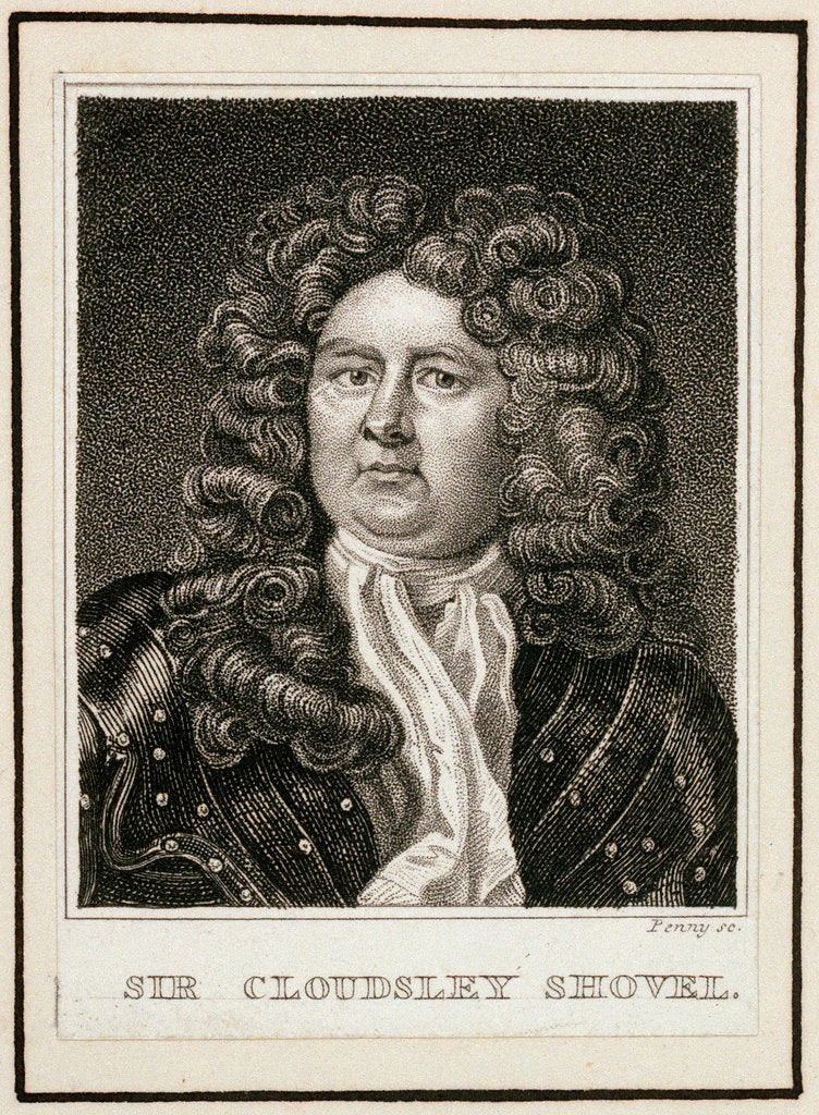 Detail of Engraving of Sir Cloudsley Shovel by Michael Dahl